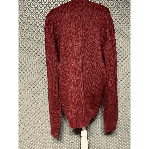 Vintage Lands End Sweater Mens XL 100% Cotton Maroon Pullover Crewneck - Picture 3 of 8